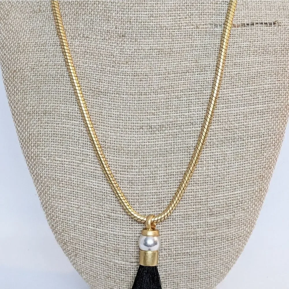 Rachel Zoe Gracie Silk Tassle Necklace 12kt Gold P